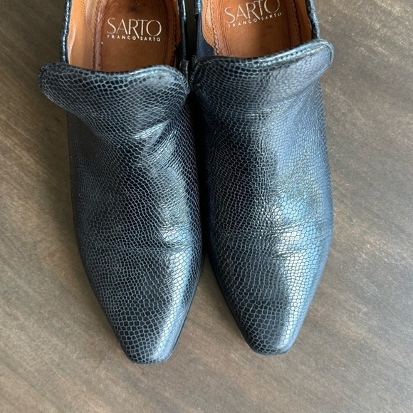 Franco Sarto Black Leather Ashbury Heeled Booties -‎ Ladies Size 7 - EUC - Picture 5 of 8